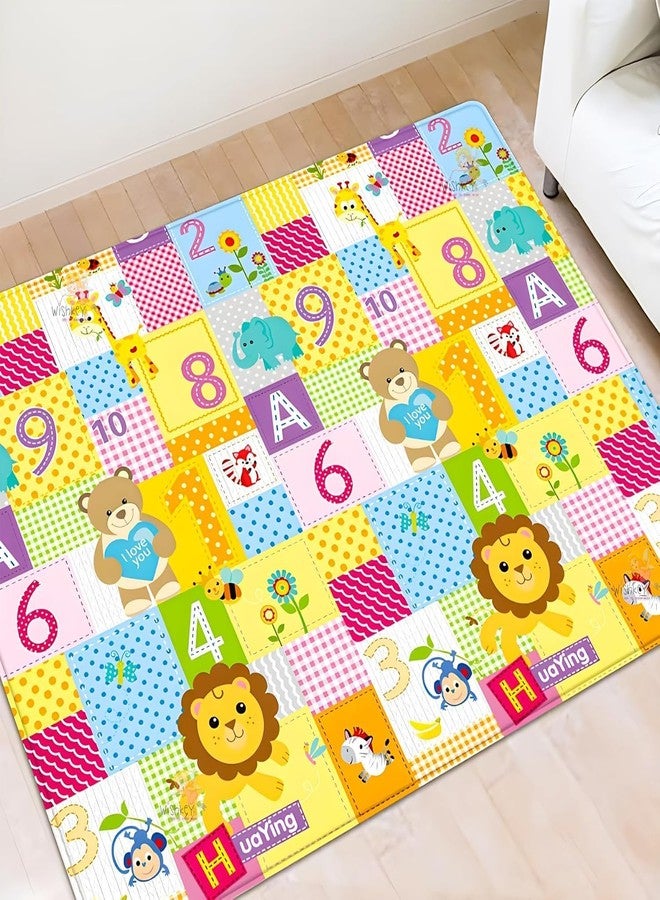 Mini Soul XPE Foam Animal Theme Baby Play Mat, Reversible Play Mats for Crawling Babies, Baby Play, Crawling, Anti-Slip Floor Mat for Babies, Foldable for Toddlers (5.8x4.7 ft) - Image 1