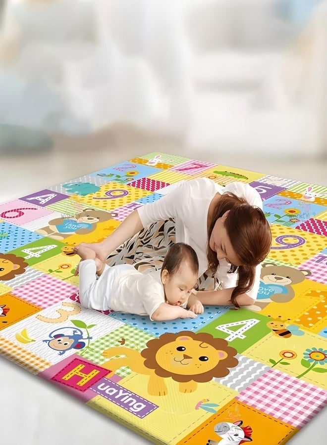 Mini Soul XPE Foam Animal Theme Baby Play Mat, Reversible Play Mats for Crawling Babies, Baby Play, Crawling, Anti-Slip Floor Mat for Babies, Foldable for Toddlers (5.8x4.7 ft) - Image 2