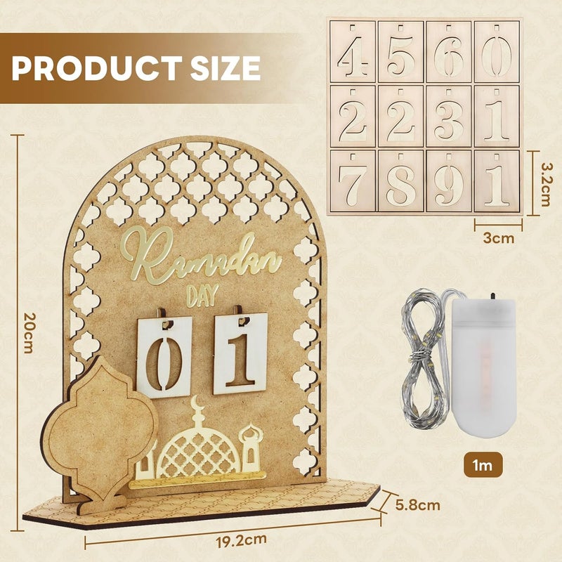 Yizhet Ramadan Calendar with LED Fairy Lights - DIY Countdown Decoration for Ramadan & Eid - Image 2