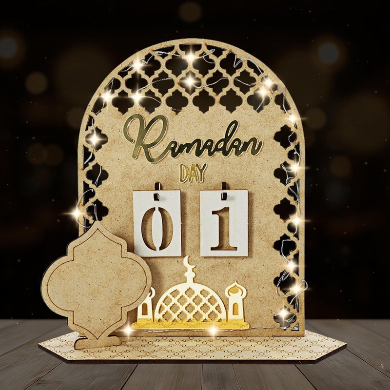 Yizhet Ramadan Calendar with LED Fairy Lights - DIY Countdown Decoration for Ramadan & Eid - Image 1