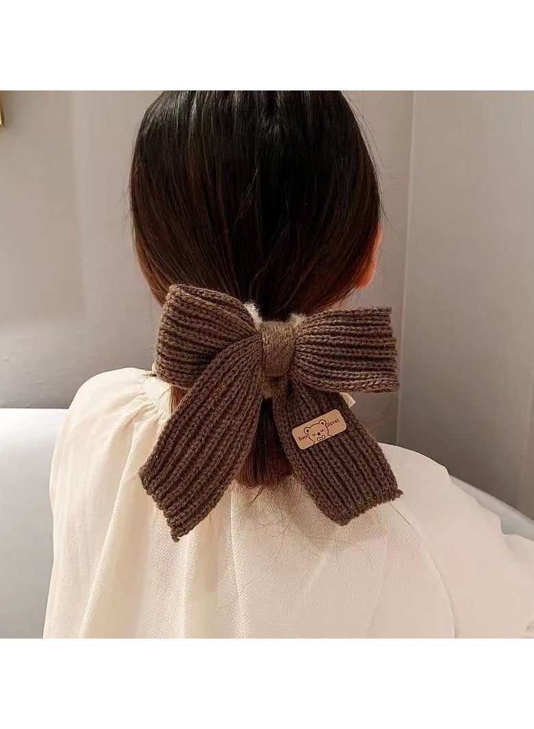 Goolsky Fuzzy Scrunchies Big Bow Hair Bands Soft Brown Elastic Hair Ties for Thick Thin Hair Cute Stretchy Hair Rope Kawaii Faux Fur Fluffy Hair Ponytail Holders Hair Accessories for Women Girls - Image 2