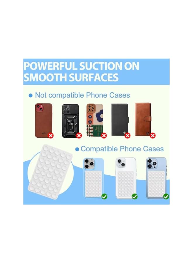 S-TOP 2-Pack Silicone Suction Phone Mount - Double-Sided Vacuum Grip Holder for Mirrors/Tiles/Glass, Universal Phone & Tablet Stand (10x6.5cm) - Image 2