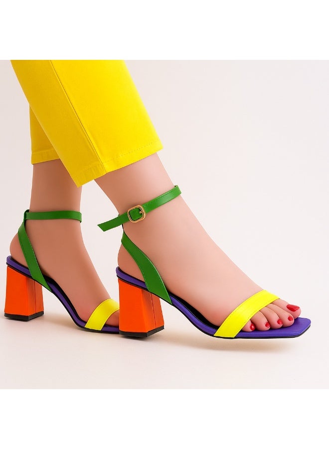 Vbranda Bold Color Block Sandals – Step Into Summer in Style C-67-YELLOW  - Image 1