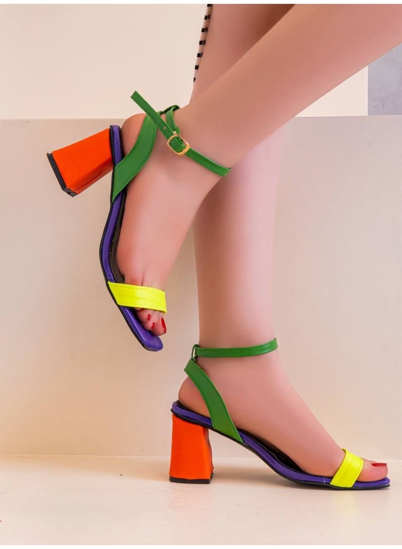 Vbranda Bold Color Block Sandals – Step Into Summer in Style C-67-YELLOW  - Image 3