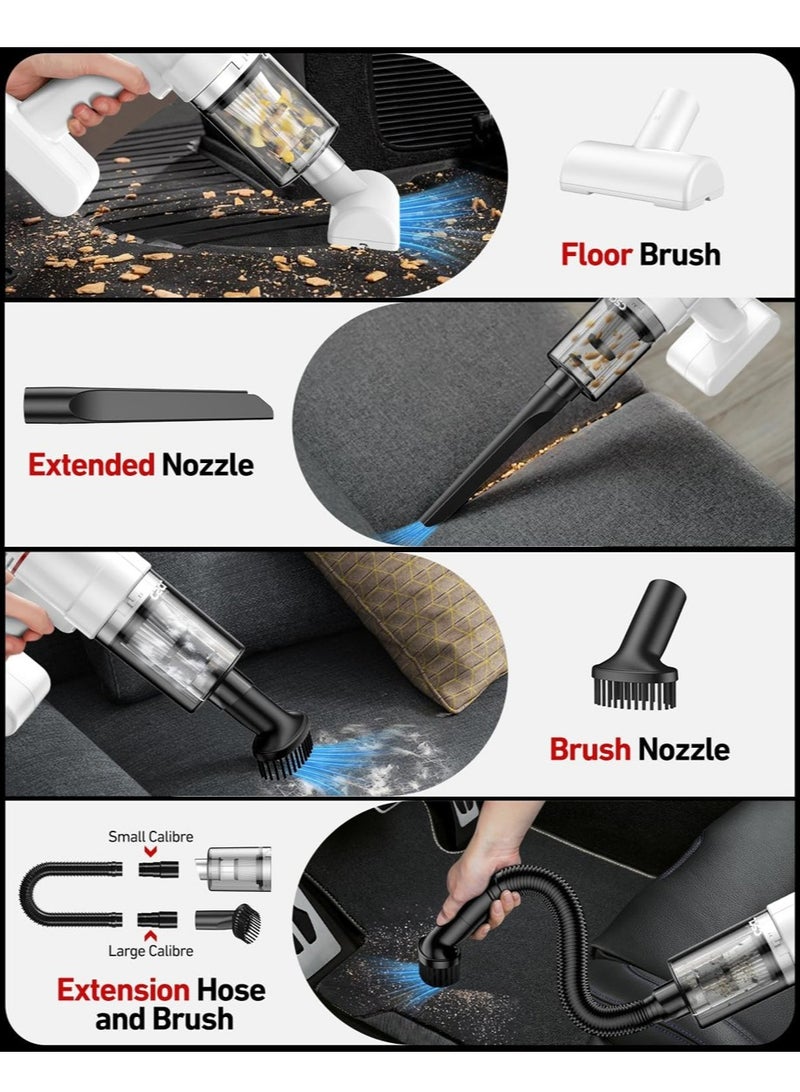 YOUGE Handheld Car Vacuum Cleaner Cordless, 6000PA Powerful Suction Car Vacuum High Power Cleaner with LED Light & Multi Accessories, Portable Mini Hand Held Car Vacuum Cleaner for Car Home Office - Image 3