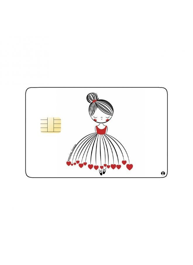 RKN PRINTED BANK CARD STICKER Cute Girl Drawing In Hearts Skirt  - Image 2