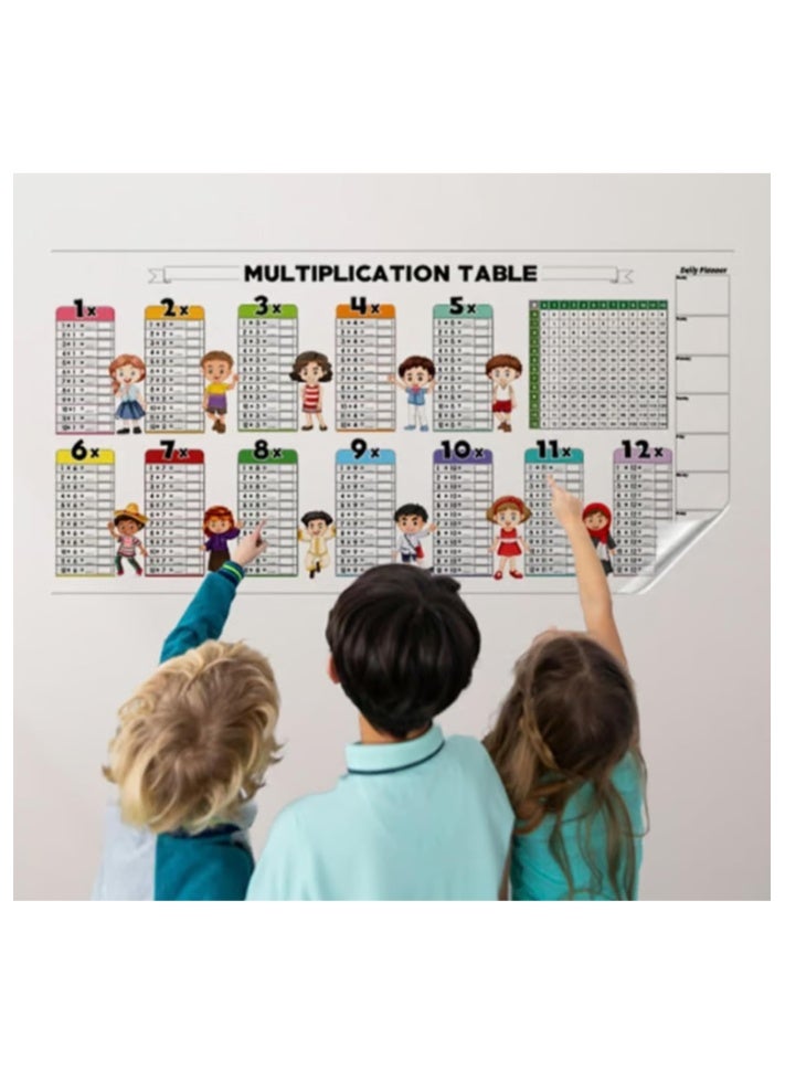 HYRAINBOW جدول الضرب، 40 سم × 80 سم جدول القسمة، الضرب والقسمة والجمع والطرح ملصقات تعليمية للأطفال، قرطاسية،  لوازم مدرسية، فصول المدارس الابتدائية والمتوسطة - Image 4