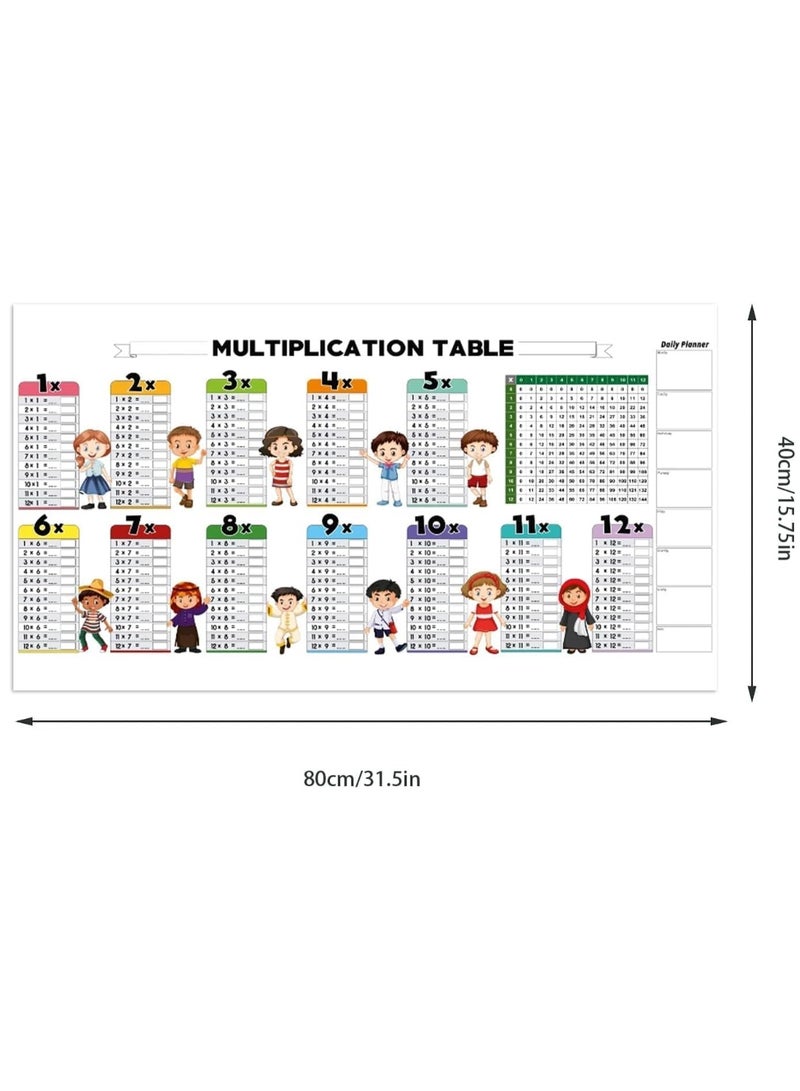 HYRAINBOW جدول الضرب، 40 سم × 80 سم جدول القسمة، الضرب والقسمة والجمع والطرح ملصقات تعليمية للأطفال، قرطاسية،  لوازم مدرسية، فصول المدارس الابتدائية والمتوسطة - Image 2