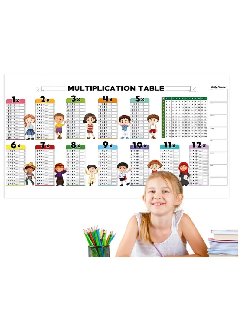 HYRAINBOW جدول الضرب، 40 سم × 80 سم جدول القسمة، الضرب والقسمة والجمع والطرح ملصقات تعليمية للأطفال، قرطاسية،  لوازم مدرسية، فصول المدارس الابتدائية والمتوسطة - Image 1