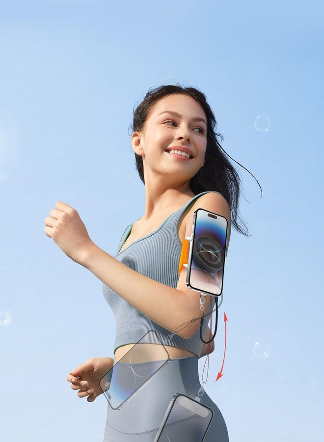 TOPGO Running Phone Holder for iPhone [360° Rotatable & Upgrade Anti-Drop] Magnetic Wrist Phone Holder, Magsafe Armband Compatible with iPhone 17 Pro and Android - Orange - Image 5