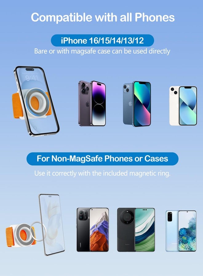 TOPGO Running Phone Holder for iPhone [360° Rotatable & Upgrade Anti-Drop] Magnetic Wrist Phone Holder, Magsafe Armband Compatible with iPhone 17 Pro and Android - Orange - Image 2