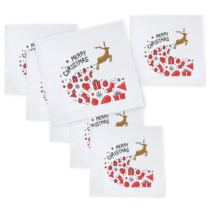 Khakee 6 Pcs Christmas Theme Silk Table Napkins 10x 10 for Xmas Decoration Christmas OrnamentsChristmas Giftxmas21573 - Image 1