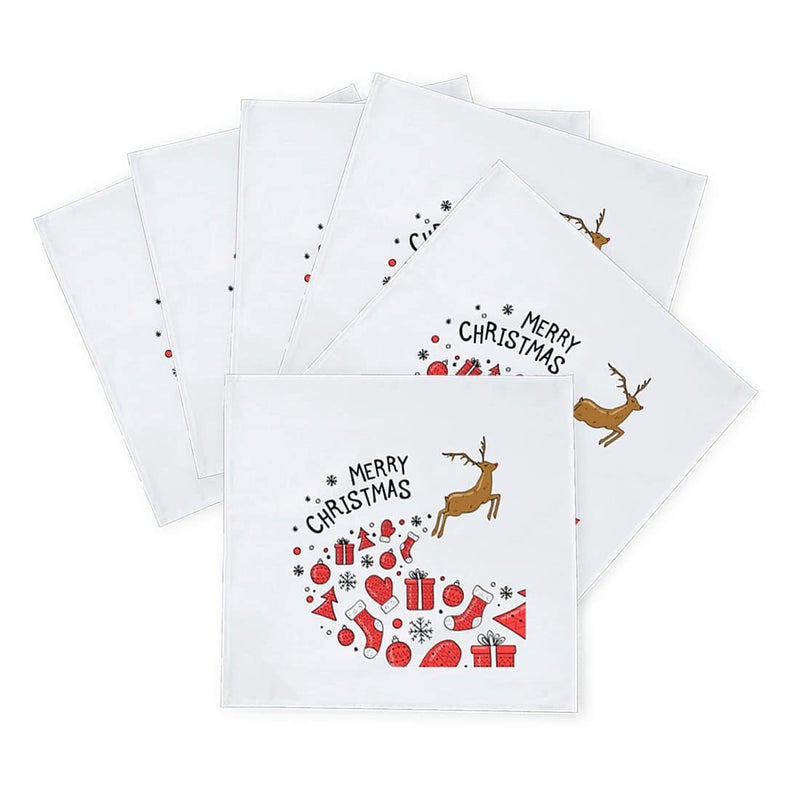 Khakee 6 Pcs Christmas Theme Silk Table Napkins 10x 10 for Xmas Decoration Christmas OrnamentsChristmas Giftxmas21573 - Image 2