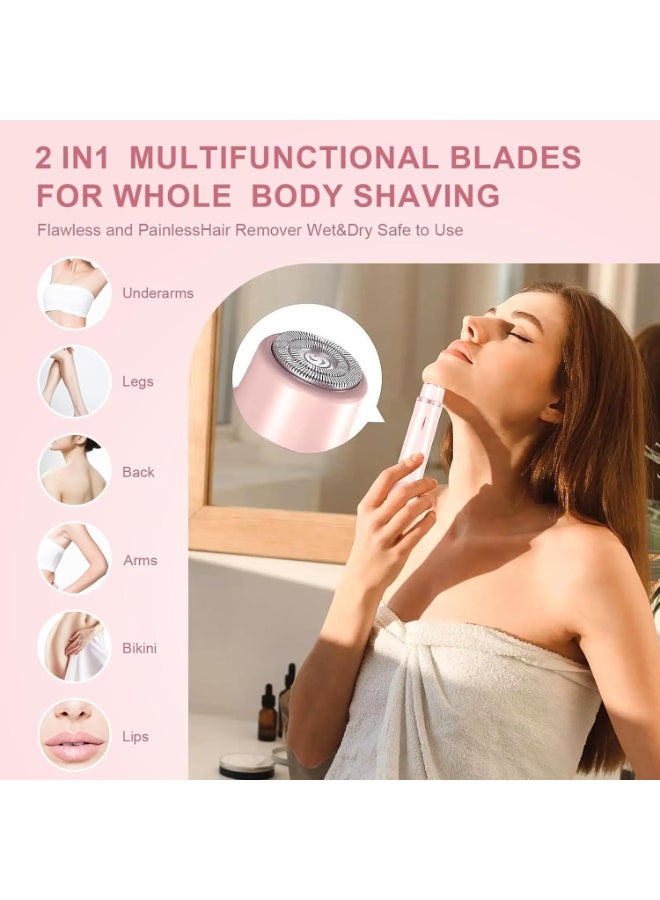 2 in 1 Bikini Trimmer for Women, Electric Razor with Dual Head – Waterproof Painless Pubic Hair Shaver, Pink - Image 4