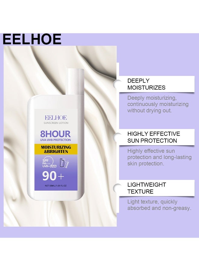 إيلهو لوشن واقي من الشمس SPF 90 + PA +++ ، مقاوم للماء والعرق يدوم طويلا 8 ساعات حماية من الأشعة فوق البنفسجية + UVA واقي من الشمس ، واقي من الشمس مرطب ومشرق يحمي البشرة ، 50 مل - Image 4