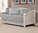 Linen Plus 5pc Daybed Cover Set Reversible Bedspread Medallion Print Light Grey White Black - Image 2