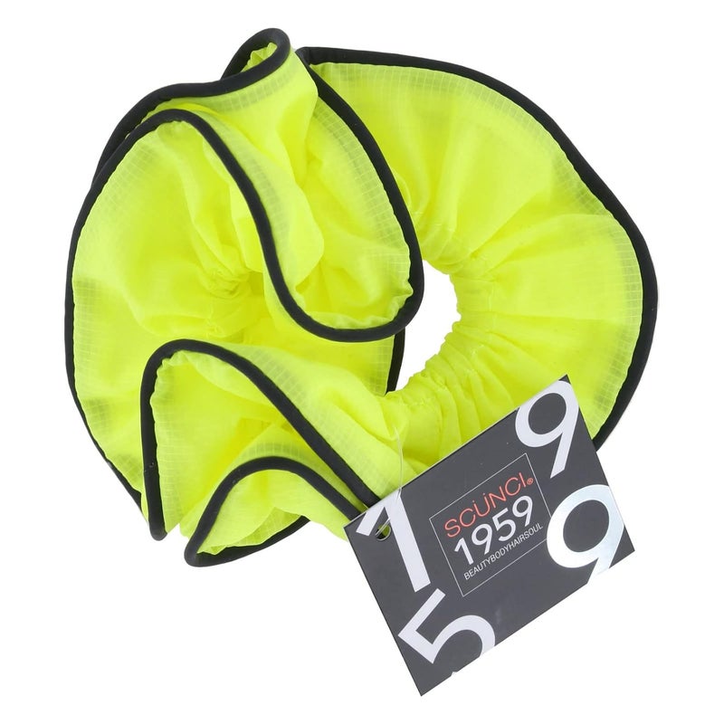 Scunci 1959 Hair Scrunchie Neon Yellow with Reflective Trim 1Piece