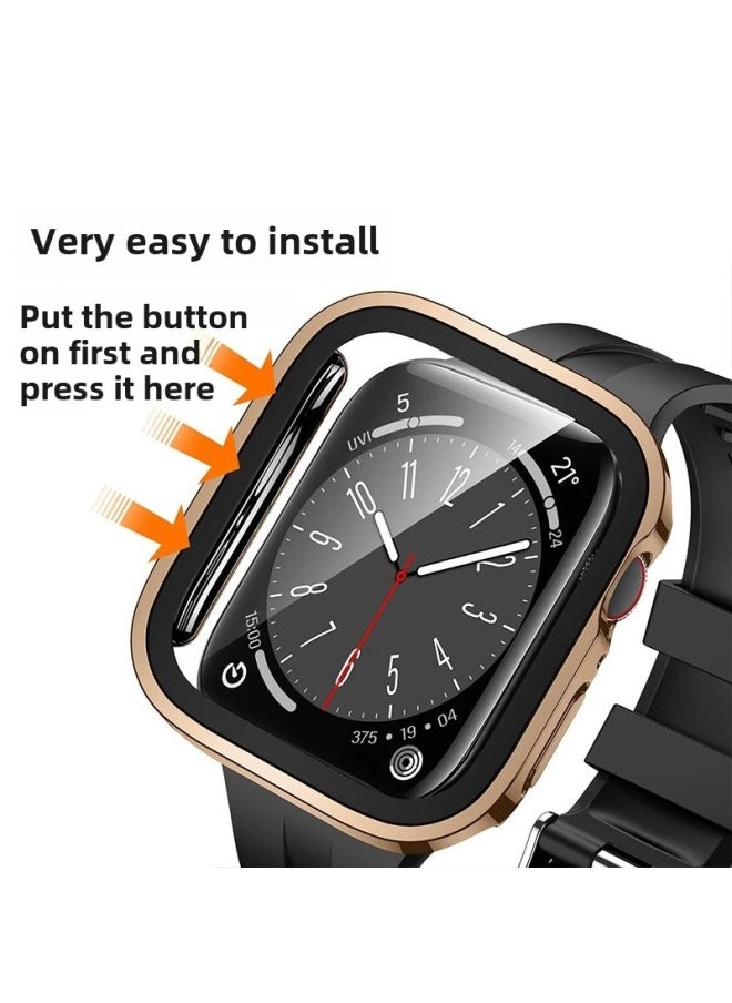 Generic - Suitable For Apple Iwatch10 Tempered Case Film Integrated S9/s8 Watch 49/42 Protective Case 45mm Full Package-Color:Case - Black (with Package)-Dimensions:45mm - Image 1