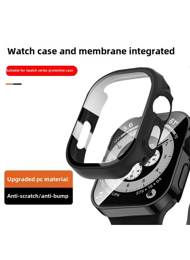 Generic - Suitable For Apple Iwatch10 Tempered Case Film Integrated S9/s8 Watch 49/42 Protective Case 45mm Full Package-Color:Case - Black (with Package)-Dimensions:45mm - Image 1