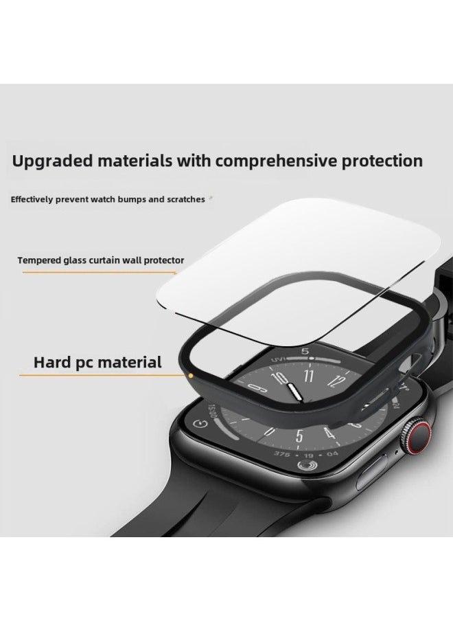 Generic - Suitable For Apple Iwatch10 Tempered Case Film Integrated S9/s8 Watch 49/42 Protective Case 45mm Full Package-Color:Case - Black (with Package)-Dimensions:45mm - Image 1