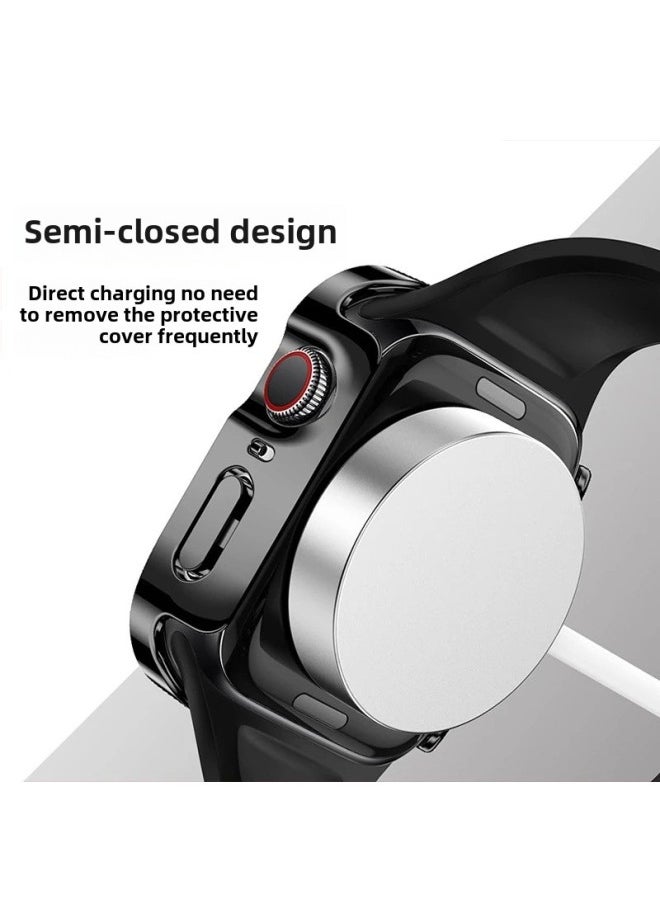 Generic - Suitable For Apple Iwatch10 Tempered Case Film Integrated S9/s8 Watch 49/42 Protective Case 45mm Full Package-Color:Case - Black (with Package)-Dimensions:45mm - Image 1