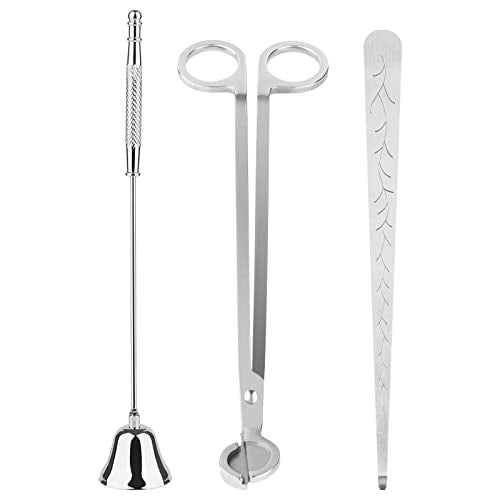 Kirecoo 3 in 1 Candle Accessory Set, Candle Wick Trimmer Cutter, Snuffer, Dipper, Wick Care Kit with Trimmer, Dipper and Extinguisher (Silver) - Image 1