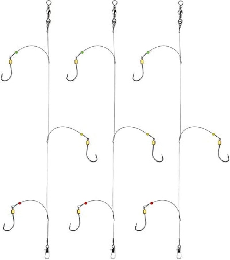 ANNIBBY Fishing Hook Rig - 5-Piece Carbon Steel Spear Point Hooks with Swivel and Snap - Image 1