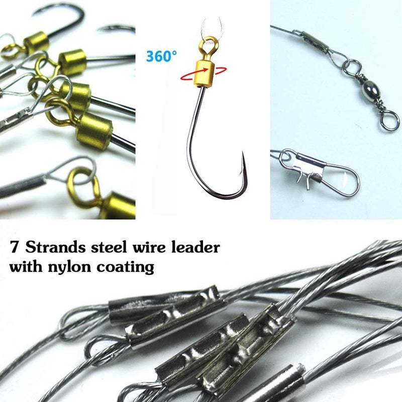 ANNIBBY Fishing Hook Rig - 5-Piece Carbon Steel Spear Point Hooks with Swivel and Snap - Image 5