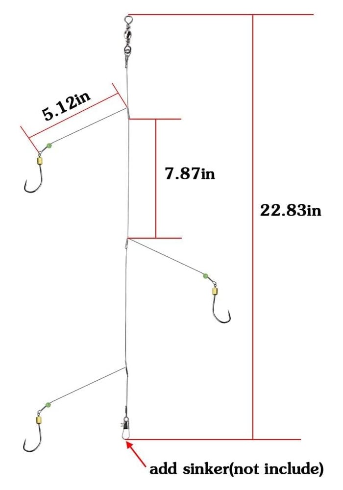 ANNIBBY Fishing Hook Rig - 5-Piece Carbon Steel Spear Point Hooks with Swivel and Snap - Image 4