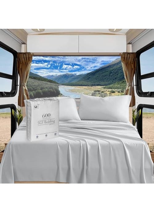SGI bedding SGI bedding RV King Sheets Luxury Soft 100 Egyptian Cotton  Sheet Set for RV King 72x80 Mattress Silver Gray Solid 600 Thread Count Deep Pocket 