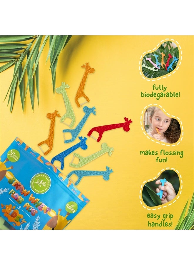 SMARTLIFECO Biodegradable Kids Flossers - Fluoride & Plastic Free | Eco Friendly Dental Floss Picks for Childrens Teeth | Natural Fun Animal Flossing Sticks for Toddlers | Organic & Compostable (200 Pack, Mint) - Image 5