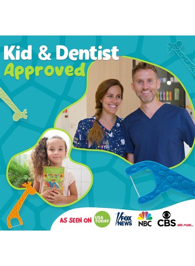 SMARTLIFECO Biodegradable Kids Flossers - Fluoride & Plastic Free | Eco Friendly Dental Floss Picks for Childrens Teeth | Natural Fun Animal Flossing Sticks for Toddlers | Organic & Compostable (200 Pack, Mint) - Image 3