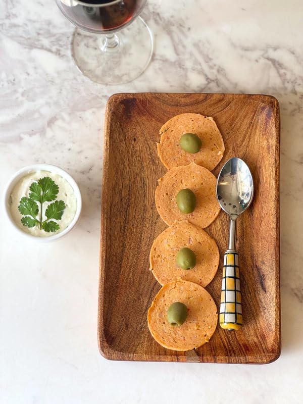 appeasy Solid Acacia Wood Serving Tray - 2 Pack,Rectangular Wooden Serving Platter, Dessert Platter Cookie, Appetizers, Fruits, Snacks. - Image 2