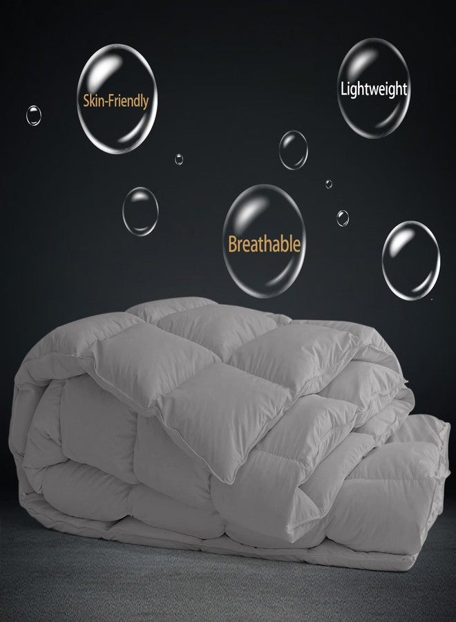 CYMULA Queen Size Feather Down Comforter - All Season Dark Grey Duvet Insert, Lightweight Box Stitched, Fluffy Breathable, Ultra Soft Quiet Hotel Style with 8 Tabs(90" x 90") - Image 4