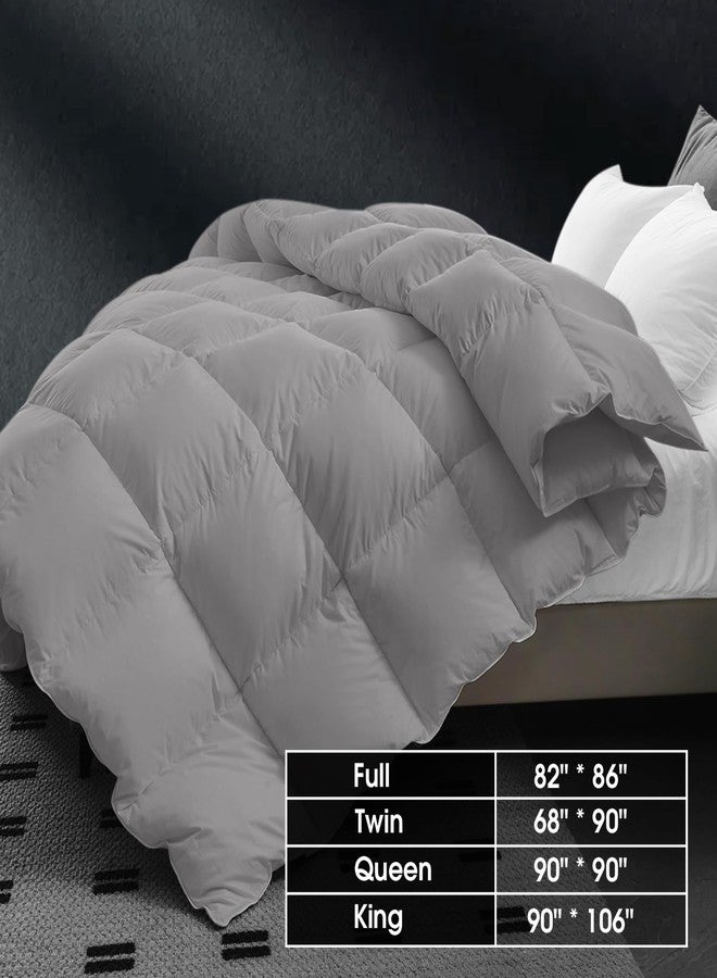 CYMULA Queen Size Feather Down Comforter - All Season Dark Grey Duvet Insert, Lightweight Box Stitched, Fluffy Breathable, Ultra Soft Quiet Hotel Style with 8 Tabs(90" x 90") - Image 5
