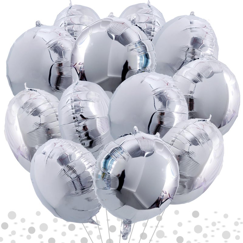 TONIFUL 30Pcs 18 Inch Round Balloons Large Silver Round Shape Foil Balloons Big Silver Round Helium Mylar Decorations for Birthday Wedding Baby Shower Anniversary Engagement Party Supplies - Image 2
