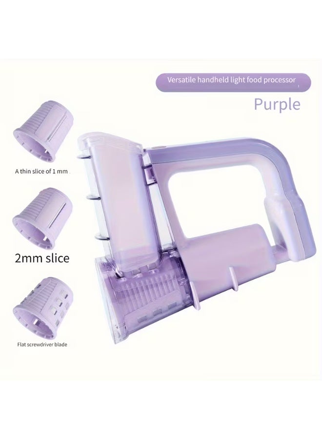 MOCOM Cordless Electric Handheld Food Processor & Salad Maker – 2000mAh Rechargeable Vegetable Chopper, Multifunctional Drum Slicer, French Fry Cutter, Potato Slicer, Vegetable Dicer with 3 Interchangeable Blades – Portable USB Charging Mini Electric Slicer for Fruits, Veggies, Nuts, Meal Prep, Camping & Home Kitchens - Image 5