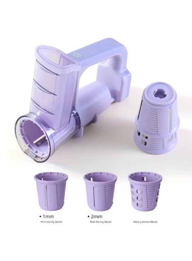 MOCOM Cordless Electric Handheld Food Processor & Salad Maker – 2000mAh Rechargeable Vegetable Chopper, Multifunctional Drum Slicer, French Fry Cutter, Potato Slicer, Vegetable Dicer with 3 Interchangeable Blades – Portable USB Charging Mini Electric Slicer for Fruits, Veggies, Nuts, Meal Prep, Camping & Home Kitchens - Image 3