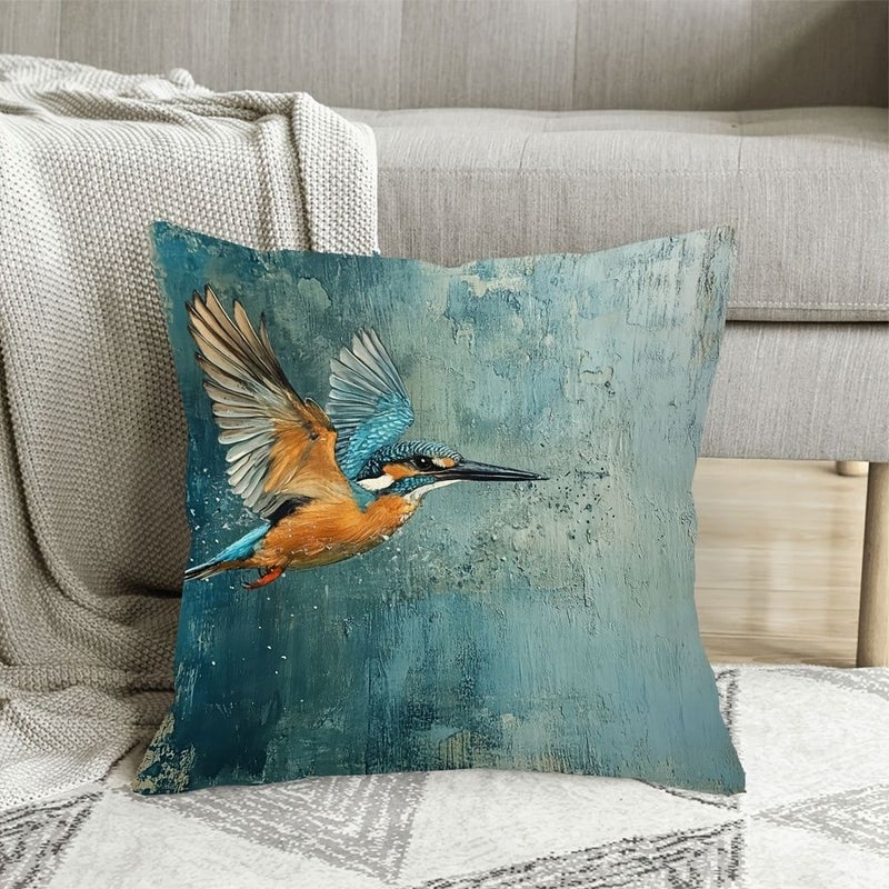 One Decorative Pillow Cover 18x18 Inch Double Sided Flat Printed Design Flying Teal Styled Traditionally Zipper Closure Home Decor Living Room Bedroom - Image 4