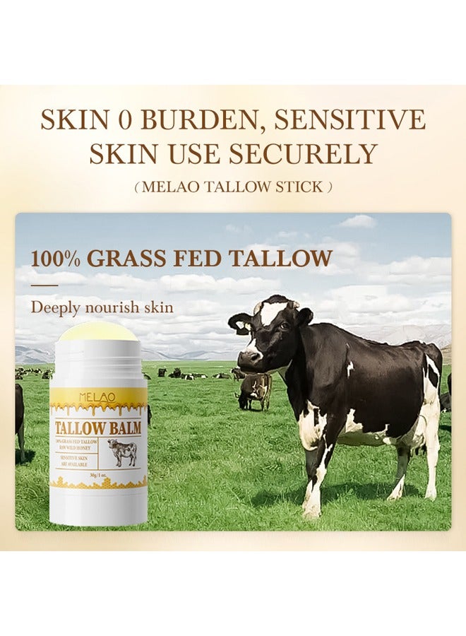 MELAO Tallow Blam Stick-Naturals Tallow Lotion Balm Stick, Dry Redness, Deep Moisturizing Skin, Speed Up Metabolism, Reduce Fine Dry Lines, Honey Tallow Blam Stick - Image 2