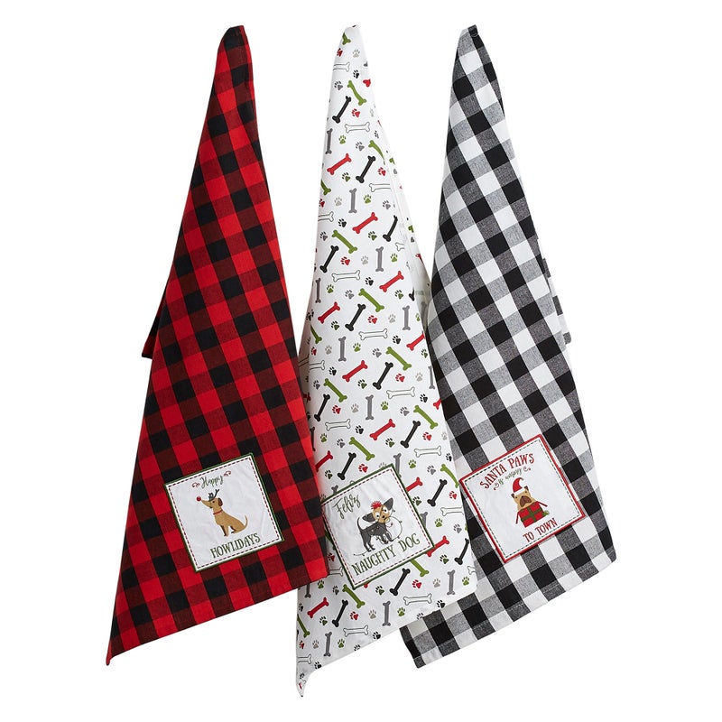 DII Christmas Puppy  Embellished Dishtowel Set/3 - Image 1