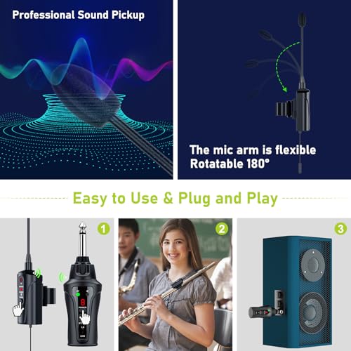 ACEMIC UHF Wireless Flute Microphone System, Wireless Tie-on Microphone for Flute, Suitable for Live Performances, PA Systems, Audio Mixers, and Speakers - DT-5 - Image 4