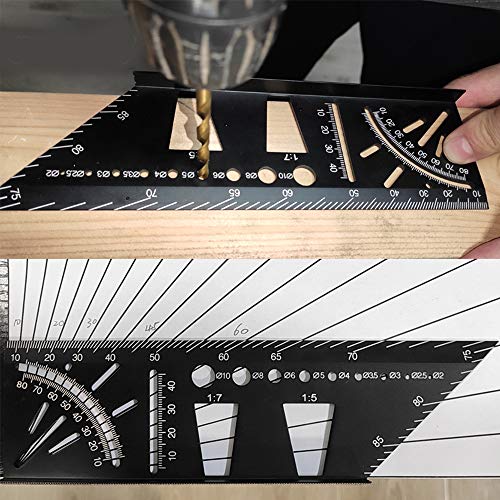 Feeke Aluminum Alloy Woodworking Square Size Measure Ruler - 3D Mitre Angle Measuring Template Tool - Carpenter's Layout Ruler Gauge Woodworking Accessories - Gifts for Men Dad Father Husband - Image 4