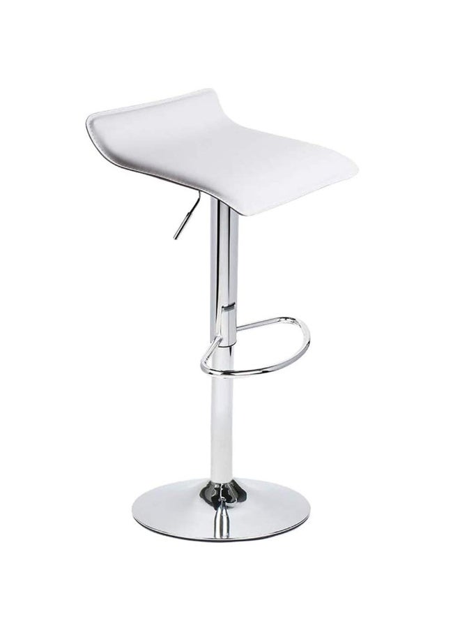 مجموعة من كراسي البار، كراسي بار عصرية دوارة مع ارتفاع قابل للتعديل، ومساند للقدمين، وكراسي بار بدون ظهر من الجلد الصناعي الهيدروليكي الكروم لجزيرة المطبخ والمقهى والحانة (أبيض، BY012) - Image 1