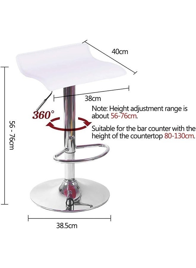 مجموعة من كراسي البار، كراسي بار عصرية دوارة مع ارتفاع قابل للتعديل، ومساند للقدمين، وكراسي بار بدون ظهر من الجلد الصناعي الهيدروليكي الكروم لجزيرة المطبخ والمقهى والحانة (أبيض، BY012) - Image 2