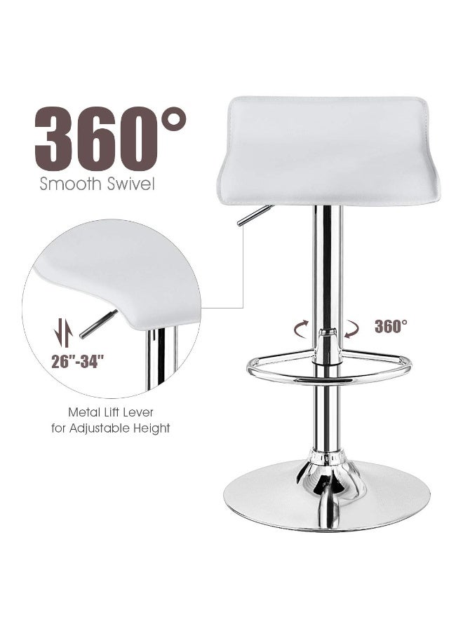 مجموعة من كراسي البار، كراسي بار عصرية دوارة مع ارتفاع قابل للتعديل، ومساند للقدمين، وكراسي بار بدون ظهر من الجلد الصناعي الهيدروليكي الكروم لجزيرة المطبخ والمقهى والحانة (أبيض، BY012) - Image 4