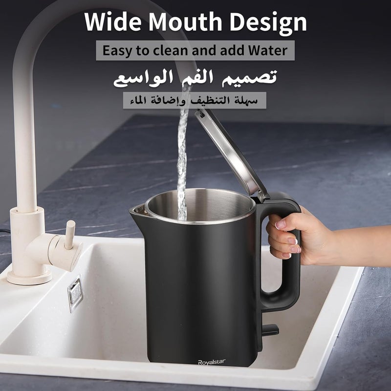 Royalstar 1.7L Electric Kettle Water Boiler Kettle 1500W Power Fast Boil with Auto Cut-off, Anti-Dry-Burn Protection, Separate Independent Base, for Home Office Hotel Restaurant to Make Tea or Coffee - Image 5