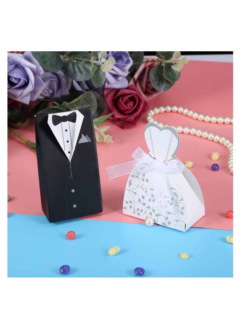 50 Wedding Favor Boxes with Ribbons for Bride and Groom Candy Gifts Paper Packaging for Party Celebrations - Image 2