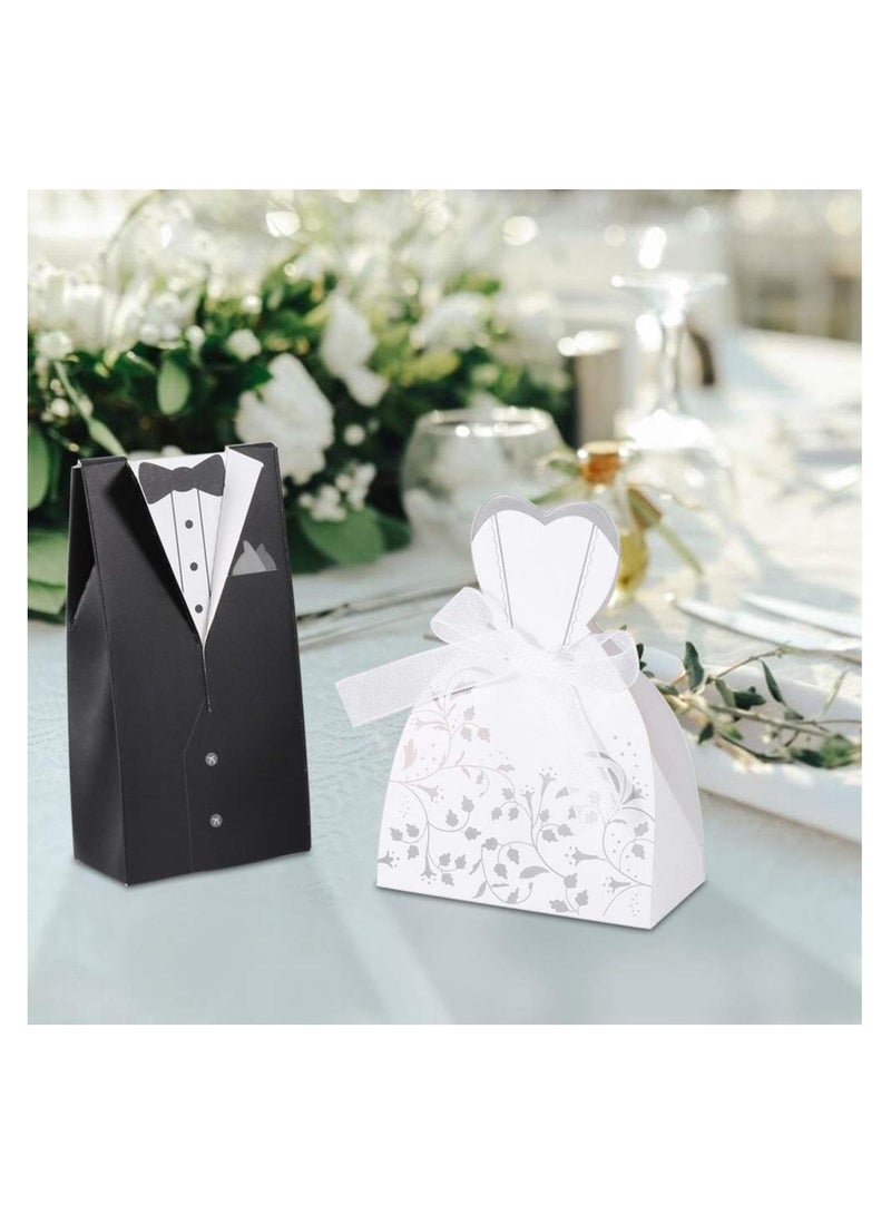 50 Wedding Favor Boxes with Ribbons for Bride and Groom Candy Gifts Paper Packaging for Party Celebrations - Image 4