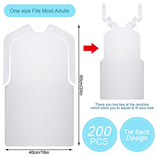 Janmercy 200 Pcs Disposable Bibs Bulk Disposable Adults Bibs 24 Inch Waterproof Plastic Bib Single Use Seafood Christmas Party Dining Clothing Protectors for Women Men Elderly Senior Eating - Image 3